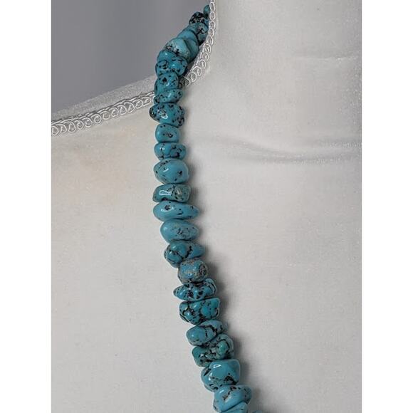 Vtg Native American Navajo Graduated Turquoise Nuggets Necklace 22" long BOHO - Picture 4 of 6